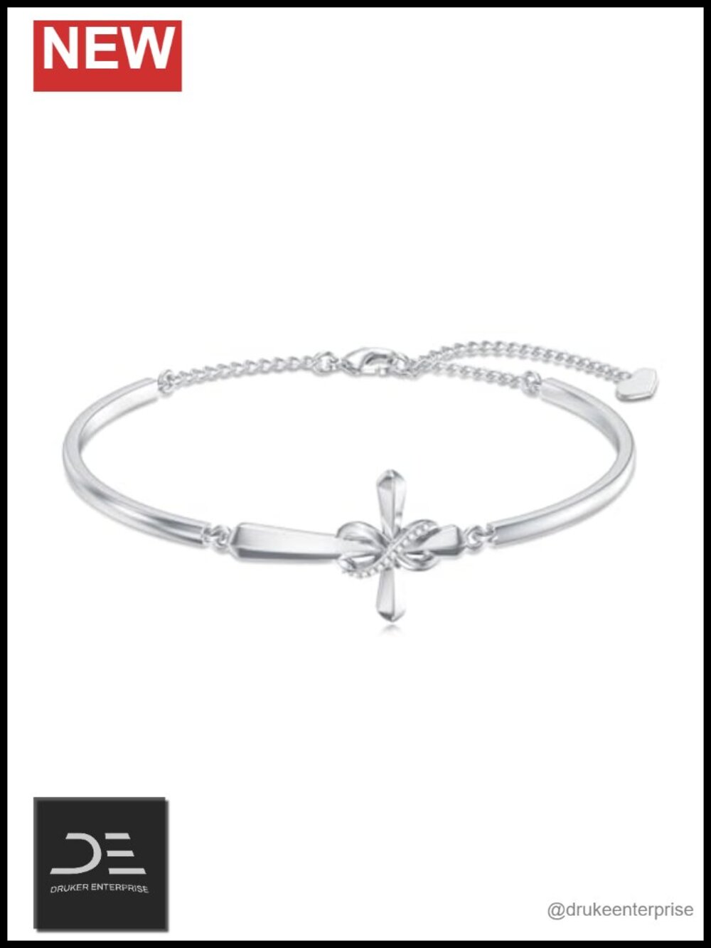 LWXIE Sterling Silver Diamond Cross Bracelet for Women, Religious Jewelry Gift